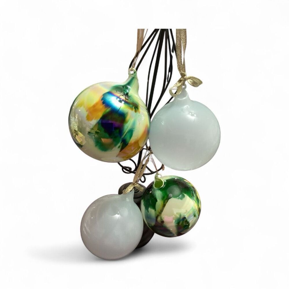 Set of 4 Blown Glass Ornaments